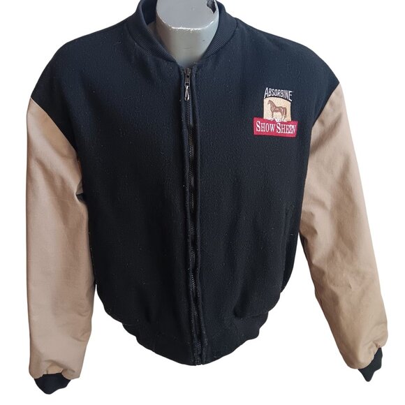 Large Vintage Letterman Jacket Absorbine Show Sheen Equestrian Wool Blend USA - Picture 1 of 7